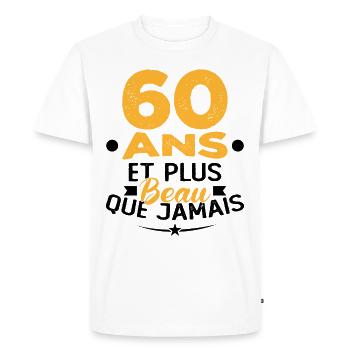 60 Ans et plus beau que jamais - T-shirt Premium bio Homme - blanc - Devant - Nico (187cm)