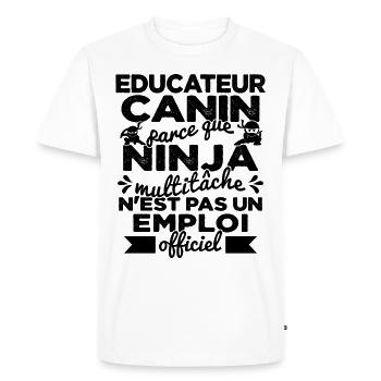 Educateur Canin Drôle Cadeau Ninja Humor - T-shirt Premium bio Homme - blanc - Devant - Nico (187cm)
