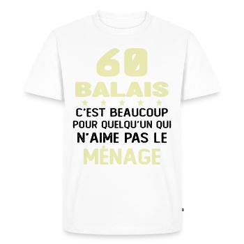 60 balais Drôle Cadeau Anniversaire 60 ans - T-shirt Premium bio Homme - blanc - Devant - Nico (187cm)