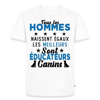 Homme Educateur Canin Chien Chiot Cadeau - T-shirt Premium bio Homme - blanc - Devant - Nico (187cm)