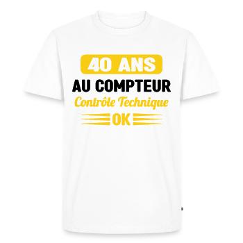 40 Ans Au Compteur Humour 40eme Anniversaire - T-shirt Premium bio Homme - blanc - Devant - Nico (187cm)