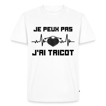 Je Peux Pas J'ai Tricot Rigolo Couture - T-shirt Premium bio Homme - blanc - Devant - Nico (187cm)