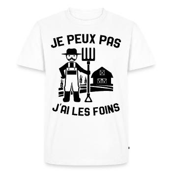 Je Peux Pas J'ai Les Foins Cadeau Agriculteur - T-shirt Premium bio Homme - blanc - Devant - Nico (187cm)