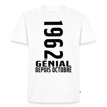 Génial(e) Depuis Octobre 1962 - T-shirt Premium bio Homme - blanc - Devant - Nico (187cm)