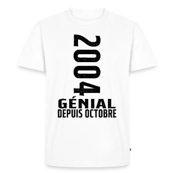 Génial(e) Depuis Octobre 2004 - T-shirt Premium bio Homme - blanc - Devant - Nico (187cm)