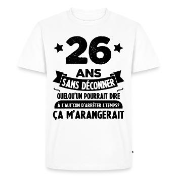 26 Ans anniversaire 26 anniversaire cadeau 26 ans - T-shirt Premium bio Homme - blanc - Devant - Nico (187cm)