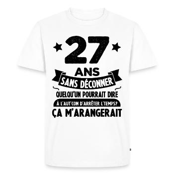 27 Ans anniversaire 27 anniversaire cadeau 27 ans - T-shirt Premium bio Homme - blanc - Devant - Nico (187cm)