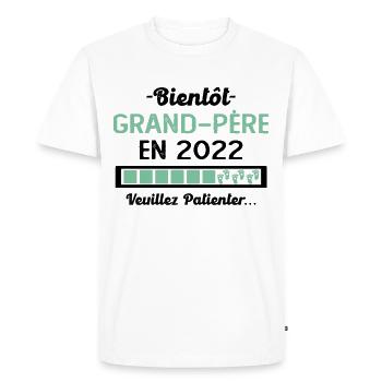 Bientôt Grand Père 2022 Cadeau Papy - T-shirt Premium bio Homme - blanc - Devant - Nico (187cm)