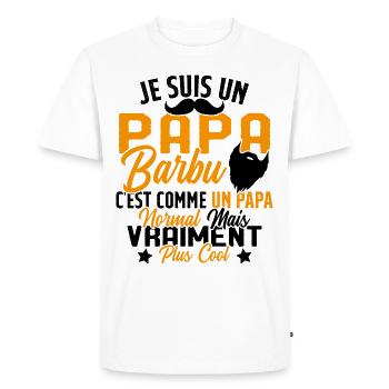 Papa Barbu Humour Cadeau Fête des Pères - T-shirt Premium bio Homme - blanc - Devant - Nico (187cm)