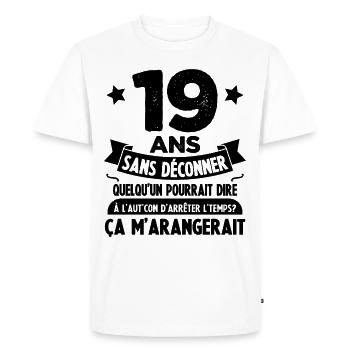 19 ans anniversaire 19 anniversaire cadeau 19 ans - T-shirt Premium bio Homme - blanc - Devant - Nico (187cm)