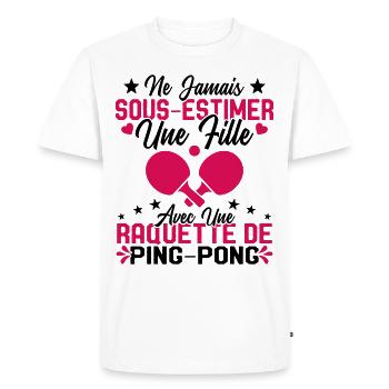 Une fille et joueur de ping pong Cadeau Humour - T-shirt Premium bio Homme - blanc - Devant - Nico (187cm)