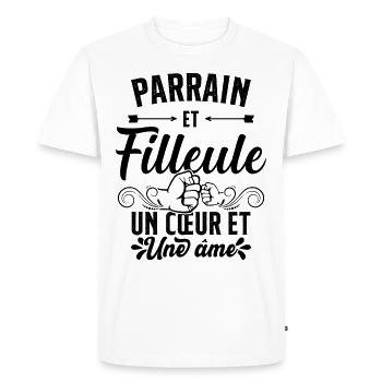 Parrain et Filleule Oncle Familie Humour Cadeau - T-shirt Premium bio Homme - blanc - Devant - Nico (187cm)