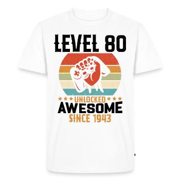 Level 80 Year Unlock Gaming Birthday Gift - Men's Premium Organic T-Shirt - white - Front - Nico (187cm)