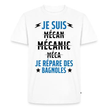 Je suis un Super Mecanicien - idée cadeau - T-shirt Premium bio Homme - blanc - Devant - Nico (187cm)