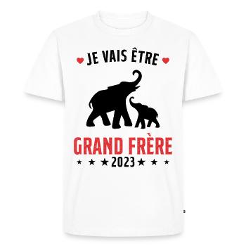 Je Vais Être Grand Frère en 2023 - T-shirt Premium bio Homme - blanc - Devant - Nico (187cm)