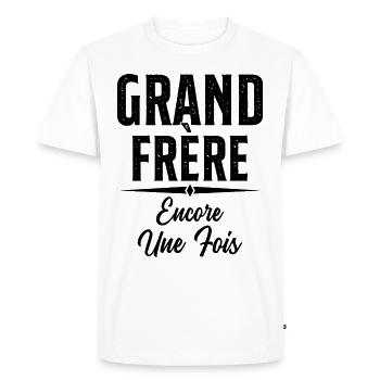 Grand Frère Encore Une Fois Annonce Grossesse - T-shirt Premium bio Homme - blanc - Devant - Nico (187cm)