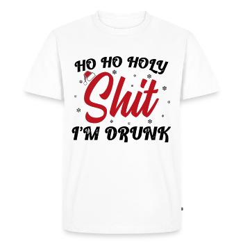 Ho Ho Holy Shit I'm Drunk Funny Christmas Xmas Win - Men's Premium Organic T-Shirt - white - Front - Nico (187cm)