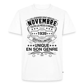 Les Légendes Sont Nées En Novembre 1939 Cadeau - T-shirt Premium bio Homme - blanc - Devant - Nico (187cm)