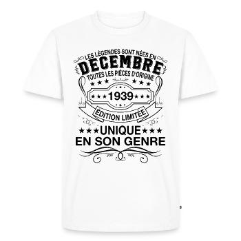 Les Légendes Sont Nées En Décembre 1939 Cadeau - T-shirt Premium bio Homme - blanc - Devant - Nico (187cm)