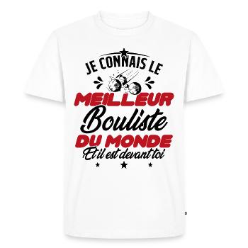 Meilleur Bouliste Humour Pétanque Homme Cadeau - T-shirt Premium bio Homme - blanc - Devant - Nico (187cm)