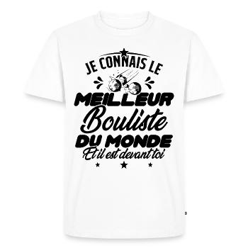 Meilleur Bouliste Humour Pétanque Homme Cadeau - T-shirt Premium bio Homme - blanc - Devant - Nico (187cm)