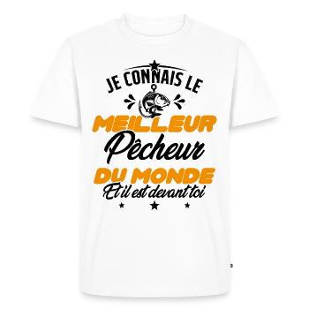 Meilleur Pecheur Humour Pêche Truite Drôle - T-shirt Premium bio Homme - blanc - Devant - Nico (187cm)