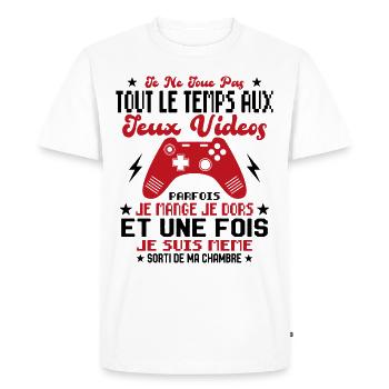 Je ne joue pas tout le temps aux jeux vidéos - T-shirt Premium bio Homme - blanc - Devant - Nico (187cm)