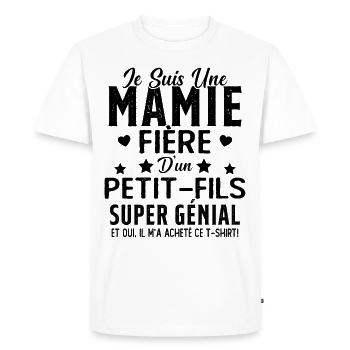 Je Suis Une Mamie Fière D'un Petit Fils Cadeau - T-shirt Premium bio Homme - blanc - Devant - Nico (187cm)