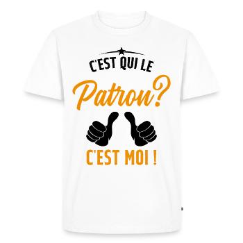 Humour Homme C'est qui le Patron Cadeau - T-shirt Premium bio Homme - blanc - Devant - Nico (187cm)