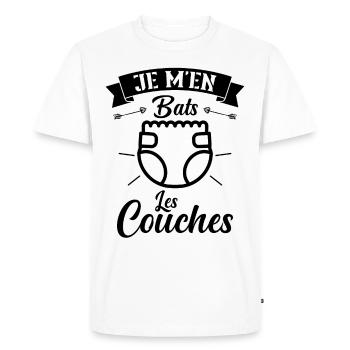 Je M'en Bats Les Couches Cadeau Body Fun Enceinte - T-shirt Premium bio Homme - blanc - Devant - Nico (187cm)