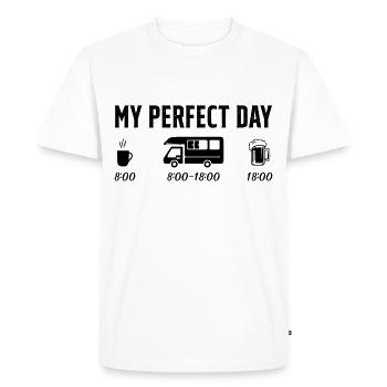 Perfect Day Coffee Camping Car Humor Gift - Men's Premium Organic T-Shirt - white - Front - Nico (187cm)