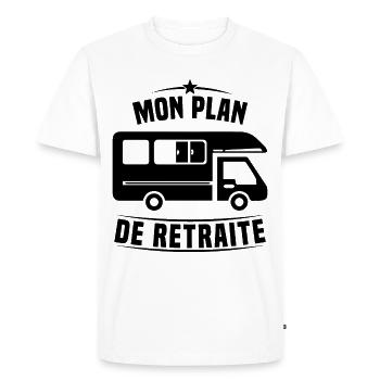Mon Plan de Retraite Camping Car Humour Cadeau - T-shirt Premium bio Homme - blanc - Devant - Nico (187cm)