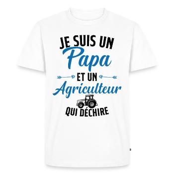 Papa et agriculteur qui déchire - T-shirt Premium bio Homme - blanc - Devant - Nico (187cm)