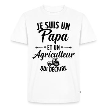Papa et agriculteur qui déchire - T-shirt Premium bio Homme - blanc - Devant - Nico (187cm)