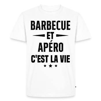 Barbecue et apéro c'est la vie vacances d'été - T-shirt Premium bio Homme - blanc - Devant - Nico (187cm)