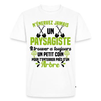 Paysagiste et jardinier cadeau humour - T-shirt Premium bio Homme - blanc - Devant - Nico (187cm)