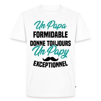 Papa Formidable Donne Toujours Papy Exceptionnel - T-shirt Premium bio Homme - blanc - Devant - Nico (187cm)