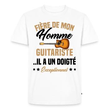 fière de mon homme guitariste - T-shirt Premium bio Homme - blanc - Devant - Nico (187cm)