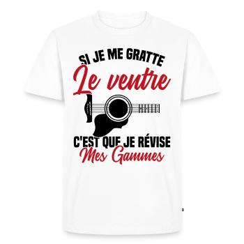 Si je me gratte le ventre humour guitariste - T-shirt Premium bio Homme - blanc - Devant - Nico (187cm)