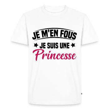 je m'en fou je suis une princesse - T-shirt Premium bio Homme - blanc - Devant - Nico (187cm)