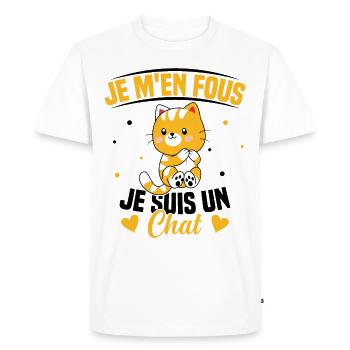 Je m'en fous Je suis un Chat Humour Chat Chaton - T-shirt Premium bio Homme - blanc - Devant - Nico (187cm)
