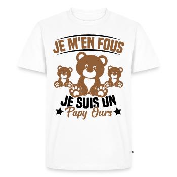 Je m en fous je suis un Papy ours Grand père - T-shirt Premium bio Homme - blanc - Devant - Nico (187cm)