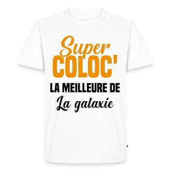 Super colocataire cadeau drôle fille coloc - T-shirt Premium bio Homme - blanc - Devant - Nico (187cm)