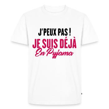 J'peux pas Je suis déjà en Pyjama - T-shirt Premium bio Homme - blanc - Devant - Nico (187cm)