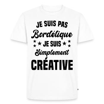 Je suis pas bordélique je suis simplement créative - T-shirt Premium bio Homme - blanc - Devant - Nico (187cm)
