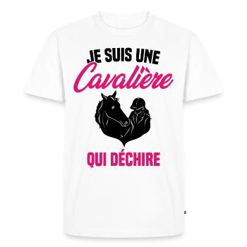 Je suis Une Cavalière Qui Déchire Chevaux Cadeau - T-shirt Premium bio Homme - blanc - Devant - Nico (187cm)