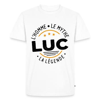 Luc L'Homme Le Mythe La Légende Cadeau Humour - T-shirt Premium bio Homme - blanc - Devant - Nico (187cm)