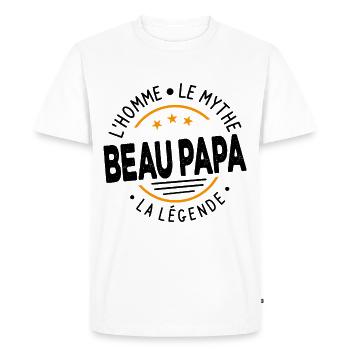 Beau-papa L'homme Le Mythe La Légende Cadeau - T-shirt Premium bio Homme - blanc - Devant - Nico (187cm)