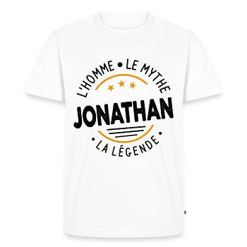 Jonathan L'Homme Le Mythe La Légende Cadeau Humour - T-shirt Premium bio Homme - blanc - Devant - Nico (187cm)
