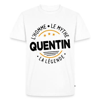 Quentin L'Homme Le Mythe La Légende Cadeau Humour - T-shirt Premium bio Homme - blanc - Devant - Nico (187cm)